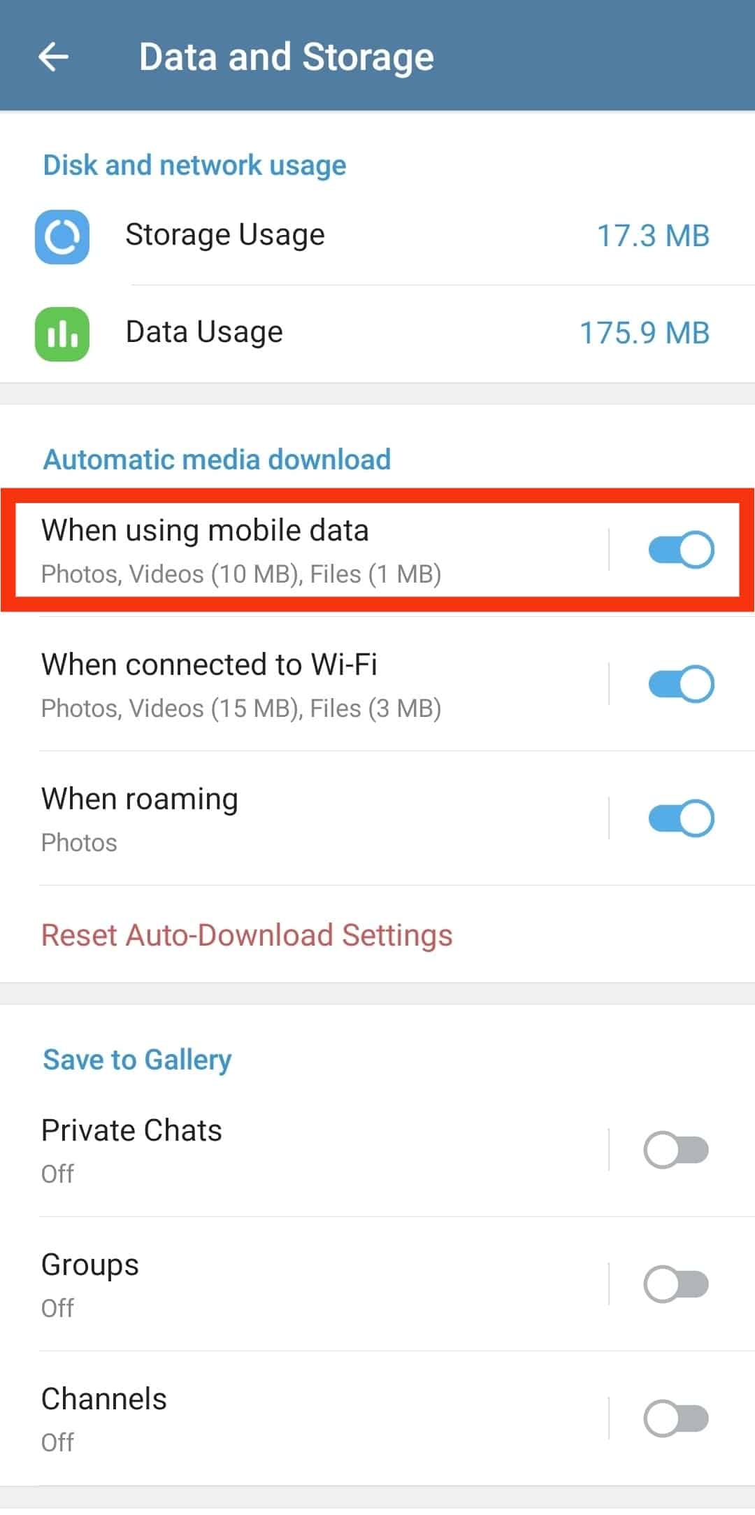 Tap On When Using Mobile Data
