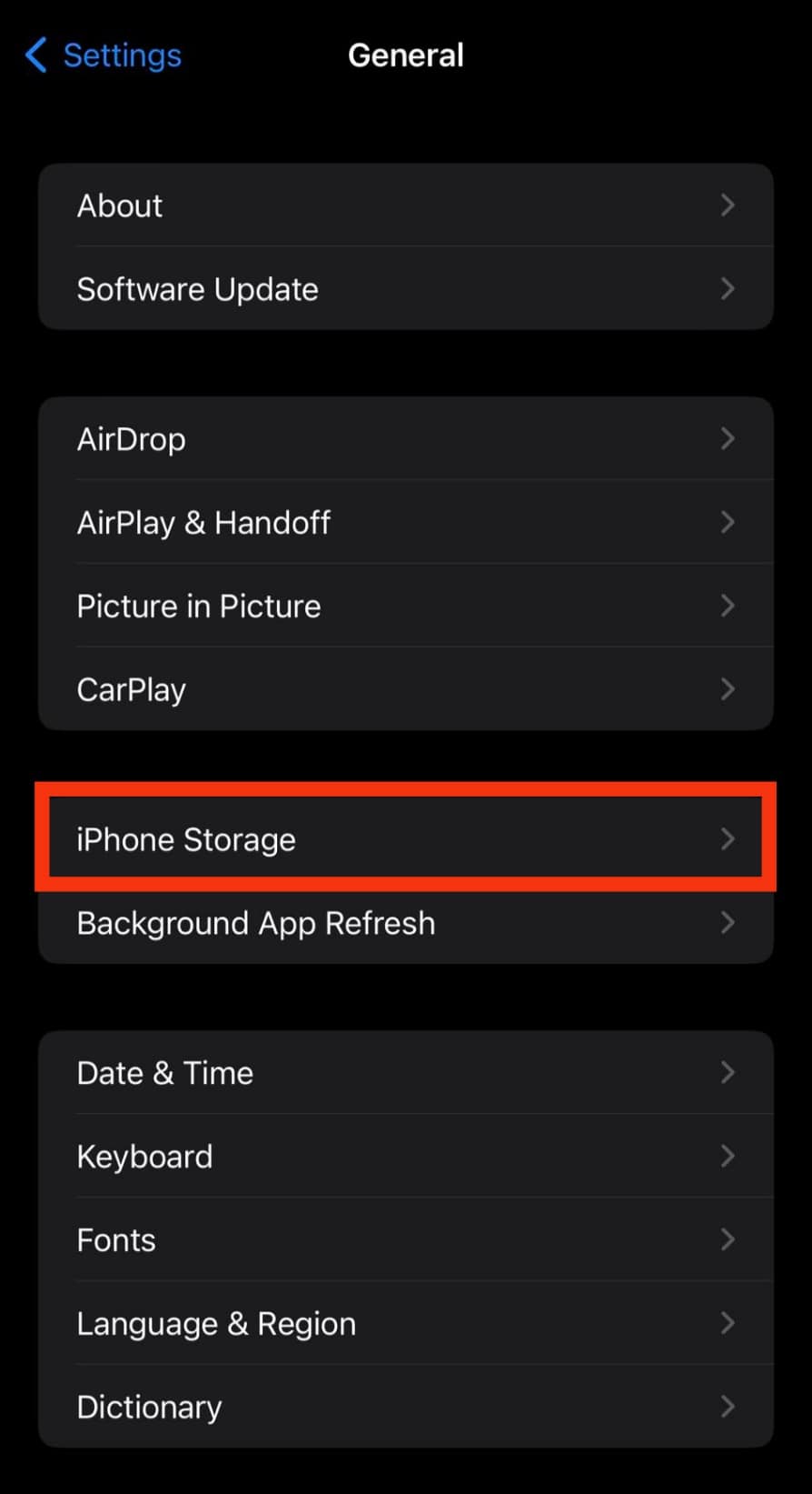 Tap On Iphone Storage