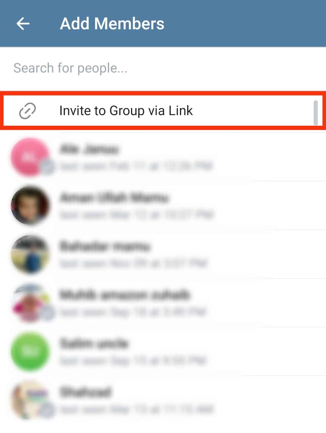 Tap On Invite To Group Via Link