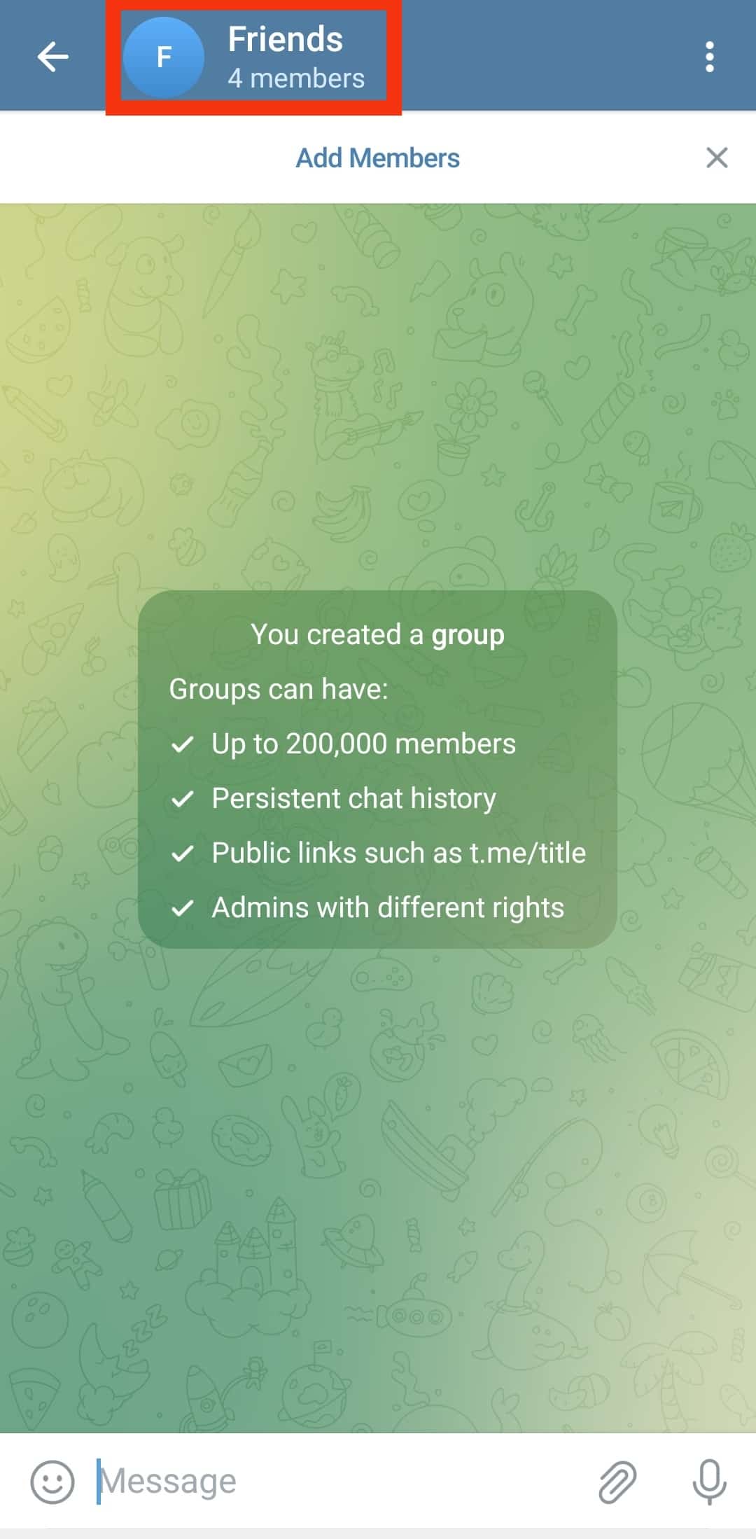 Tap On Name Of The Group At Top Of Screen