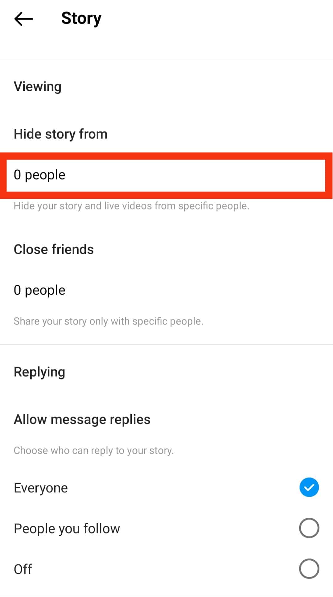 Tap On People Under Hide Story From