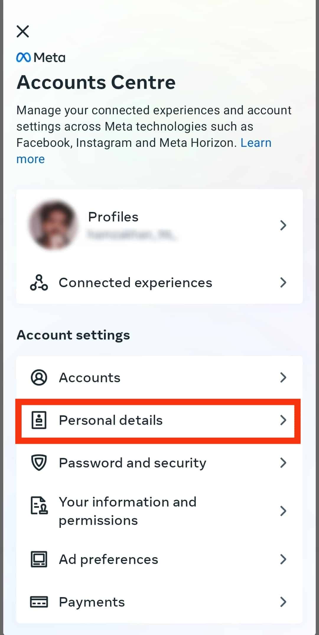 Tap On Personal Details