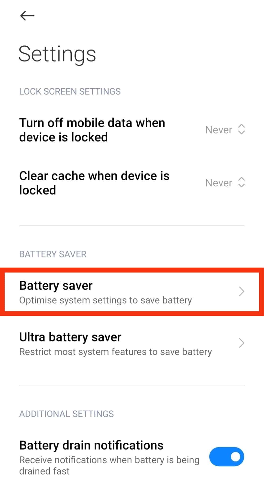 Tap On The Battery Saver Option