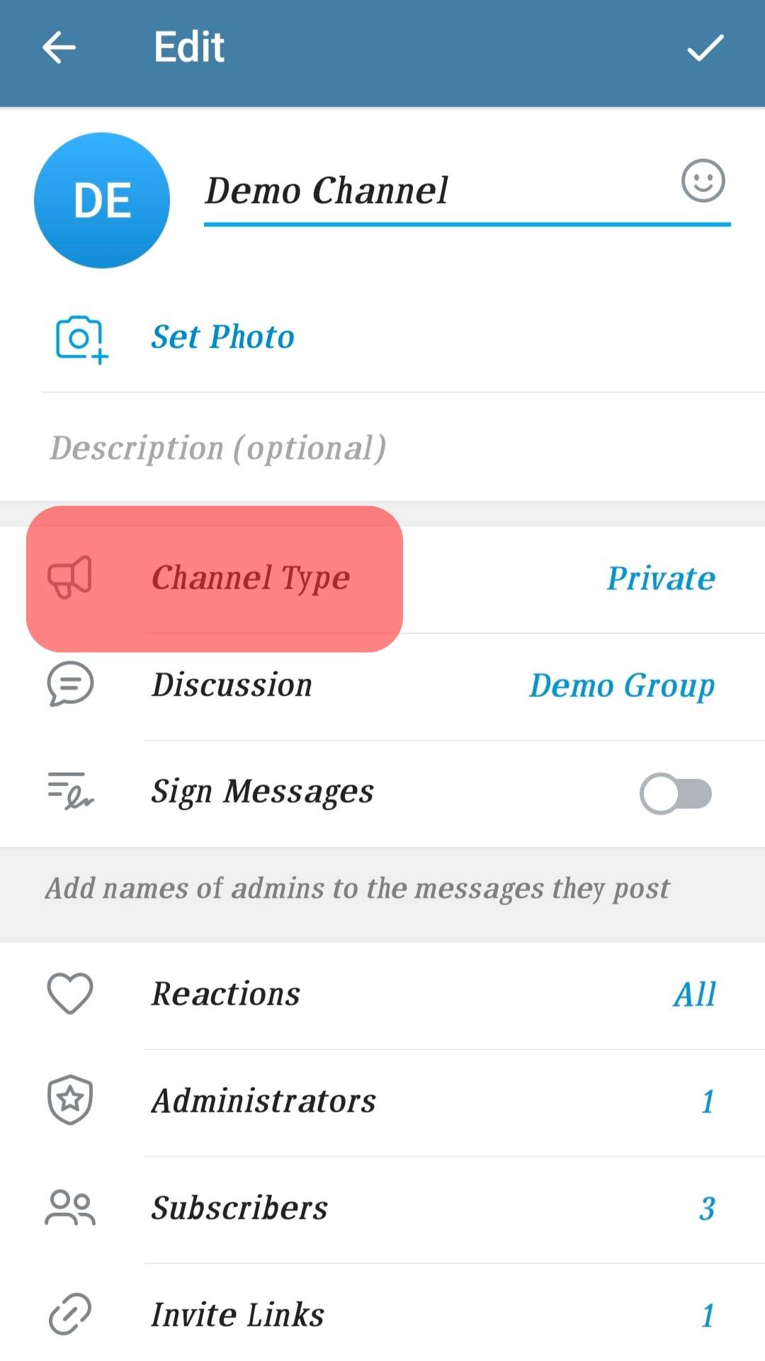 Tap On The&Nbsp;Channel Type&Nbsp;Option.