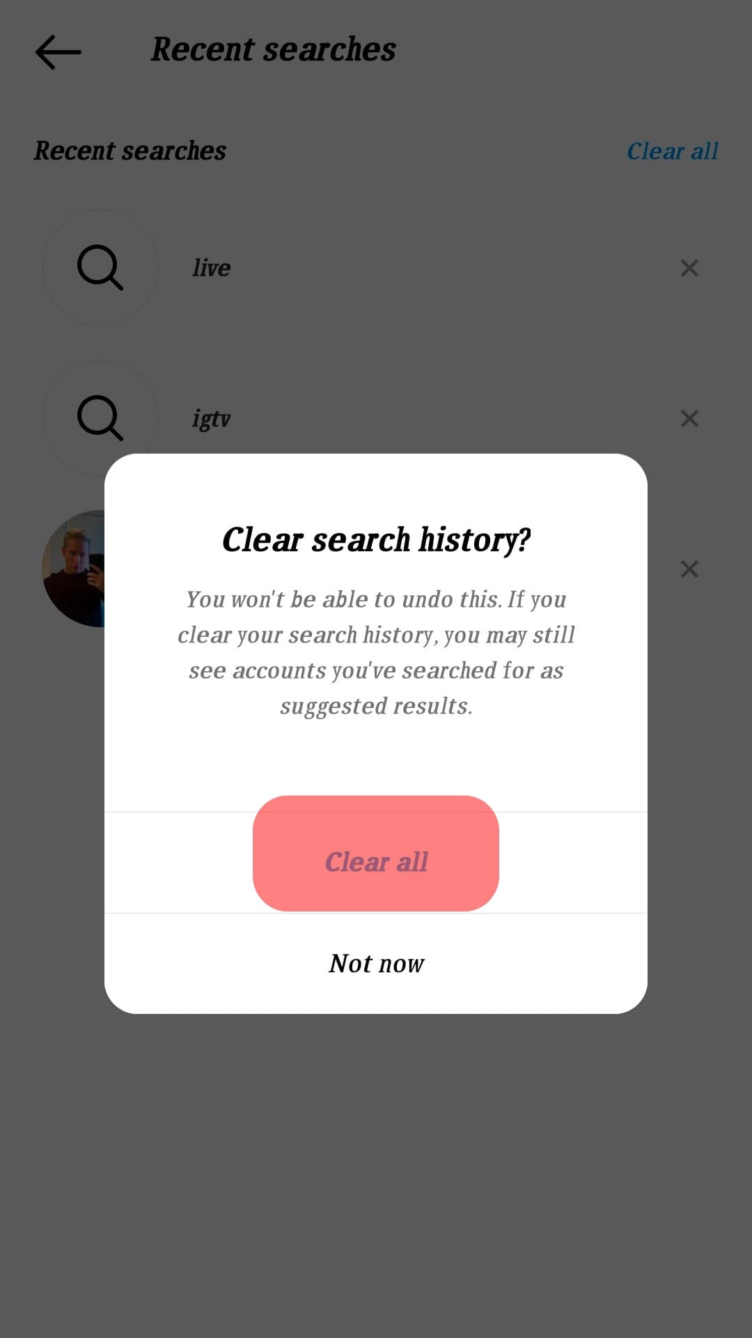 Tap On The Clear All Option