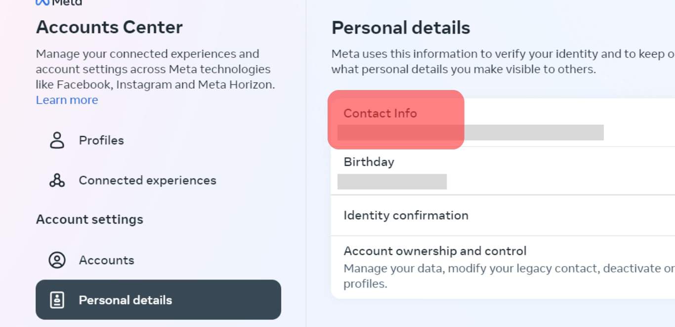 Tap On The Contact Info Under The Personal Details Section.