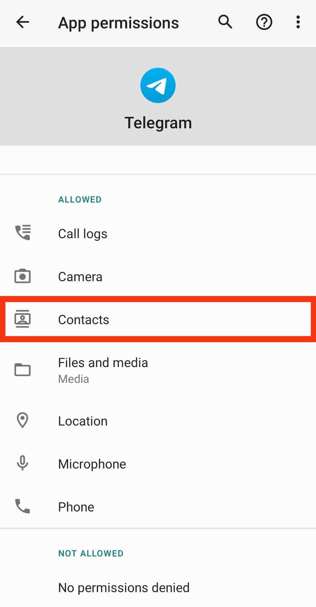 Tap On The Contacts Option