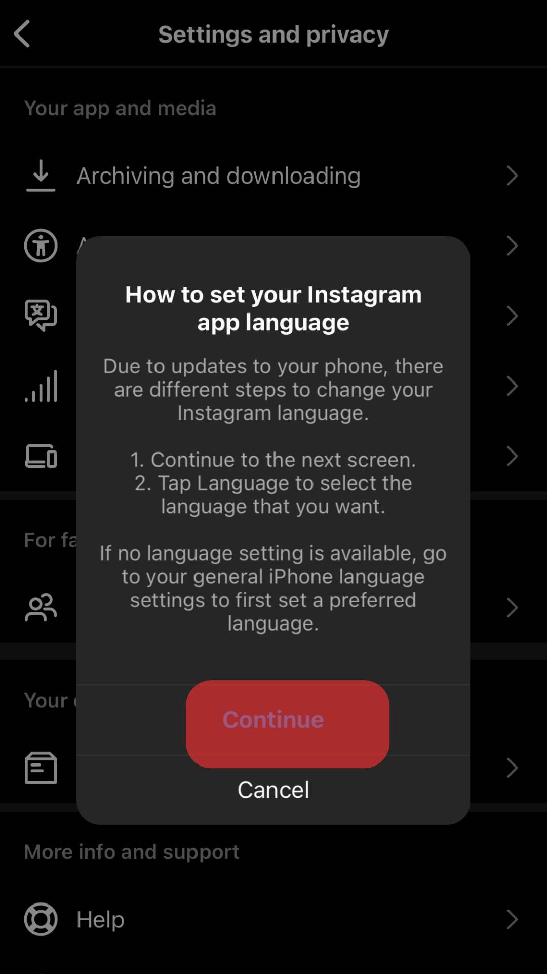 Tap On The Continue Option.