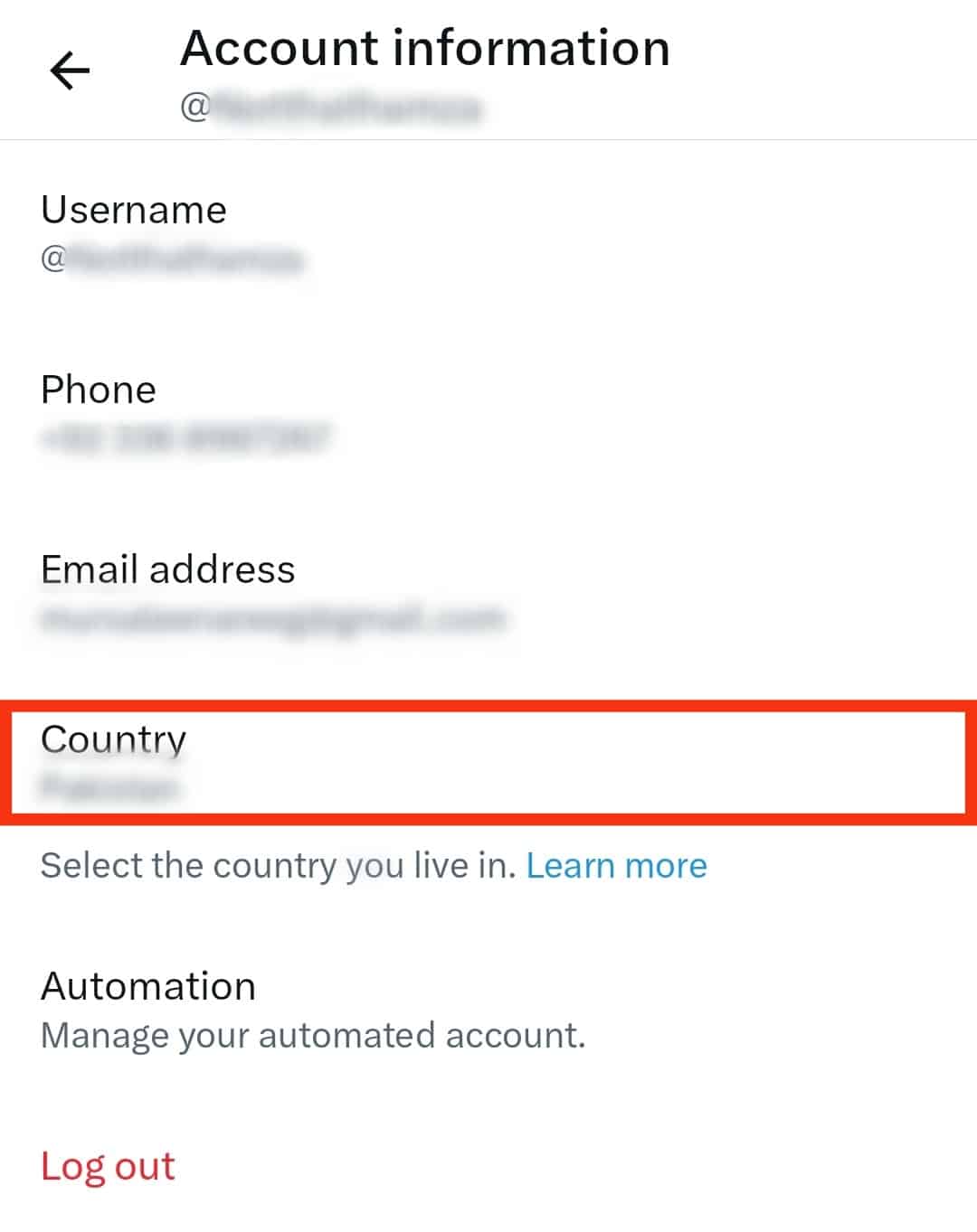 Tap On The Country Option