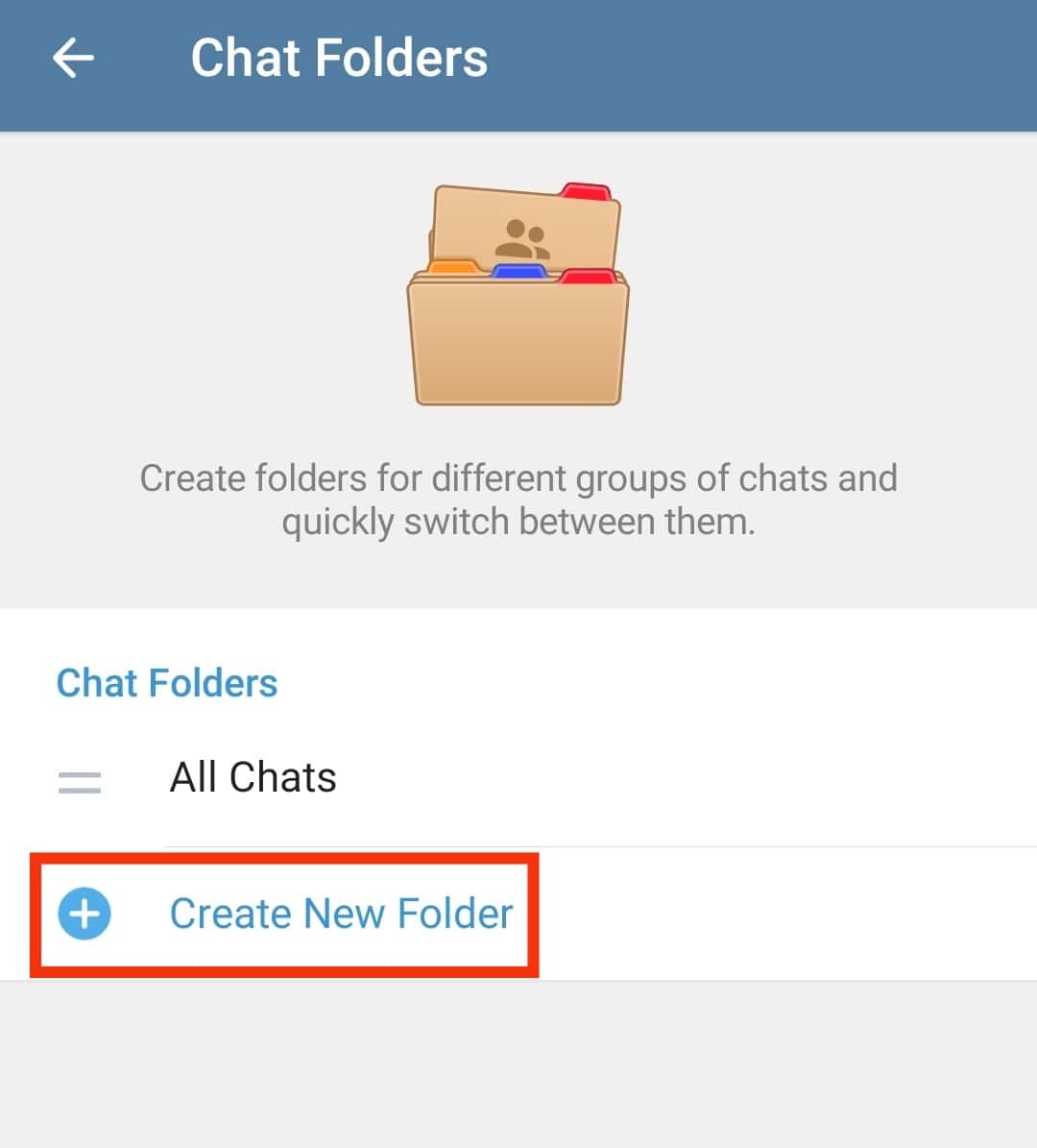 Tap On The Create New Folder Option