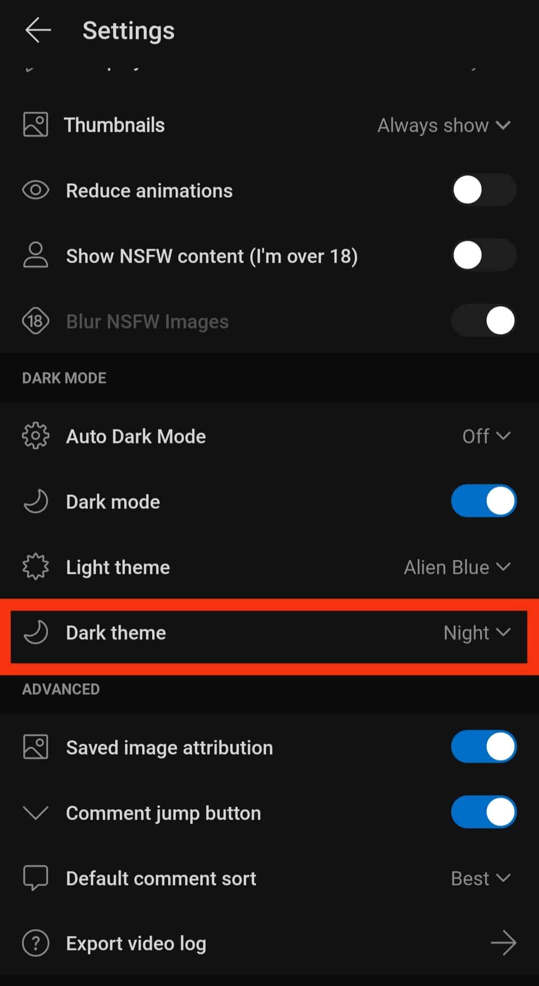 Tap On The Dark Theme Button