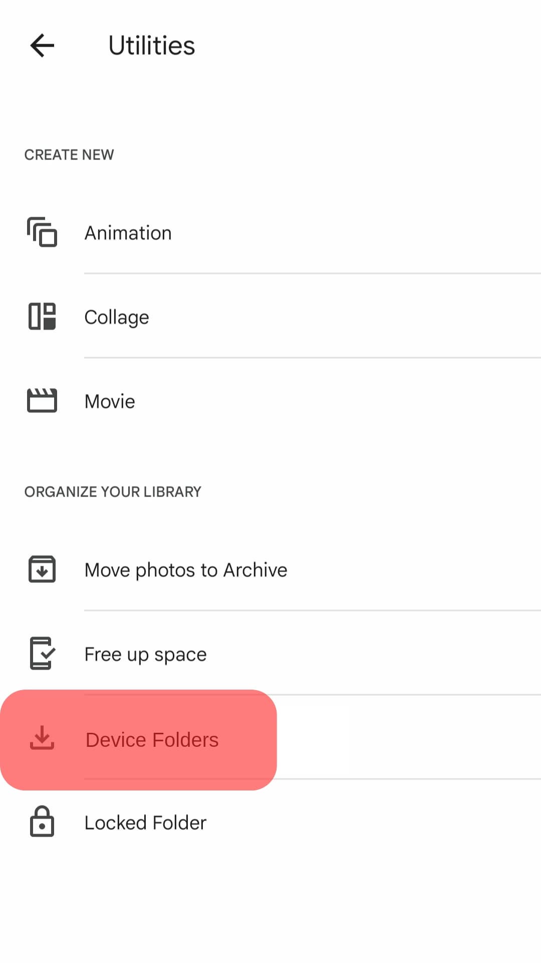 Tap On The Device Folders Option.