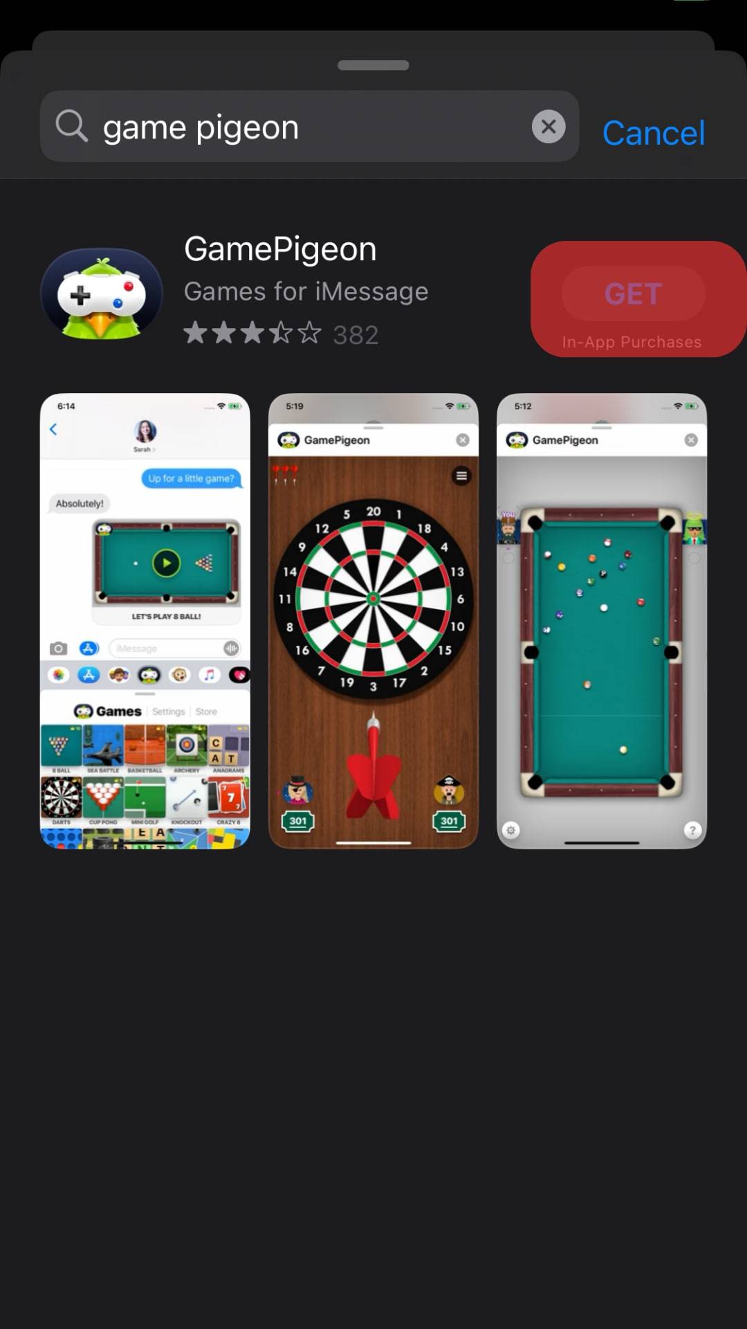 Tap On The&Nbsp;Get&Nbsp;Button Next To Gamepigeon