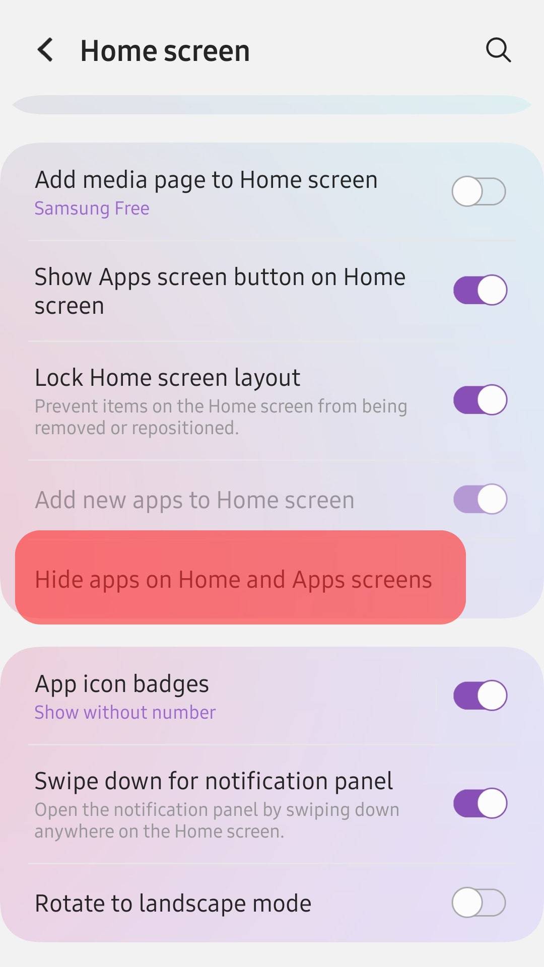 Tap On The Hide Apps On Home And Apps Screens Option.
