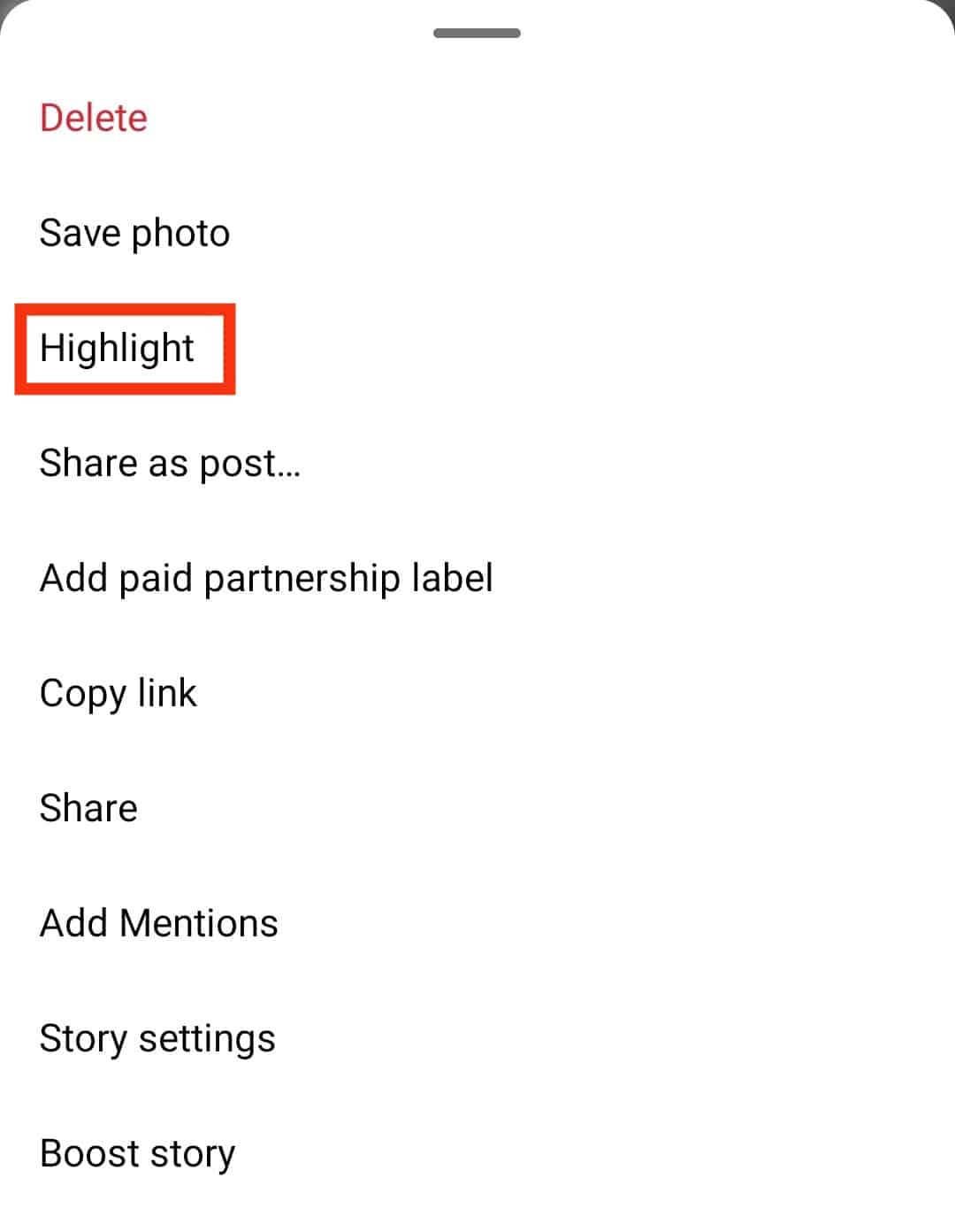 Tap On The Highlight Option