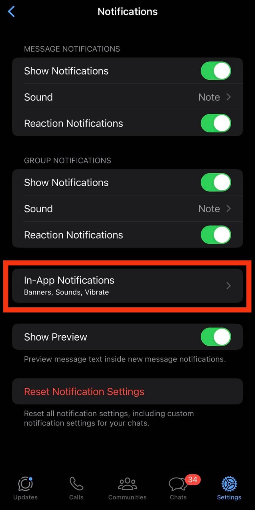 Tap On The In App Notifications Banner