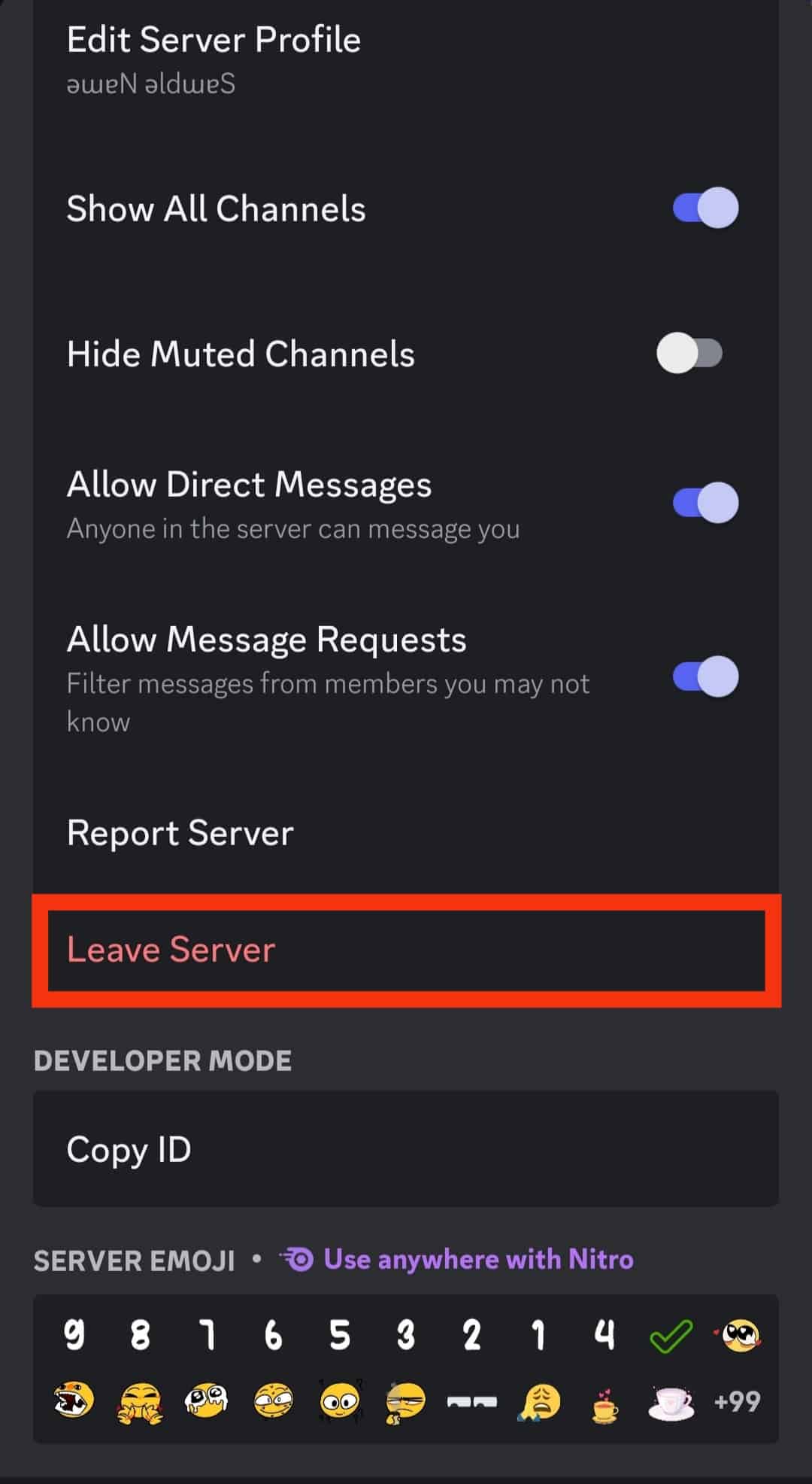 Tap On The Leave Sever Option