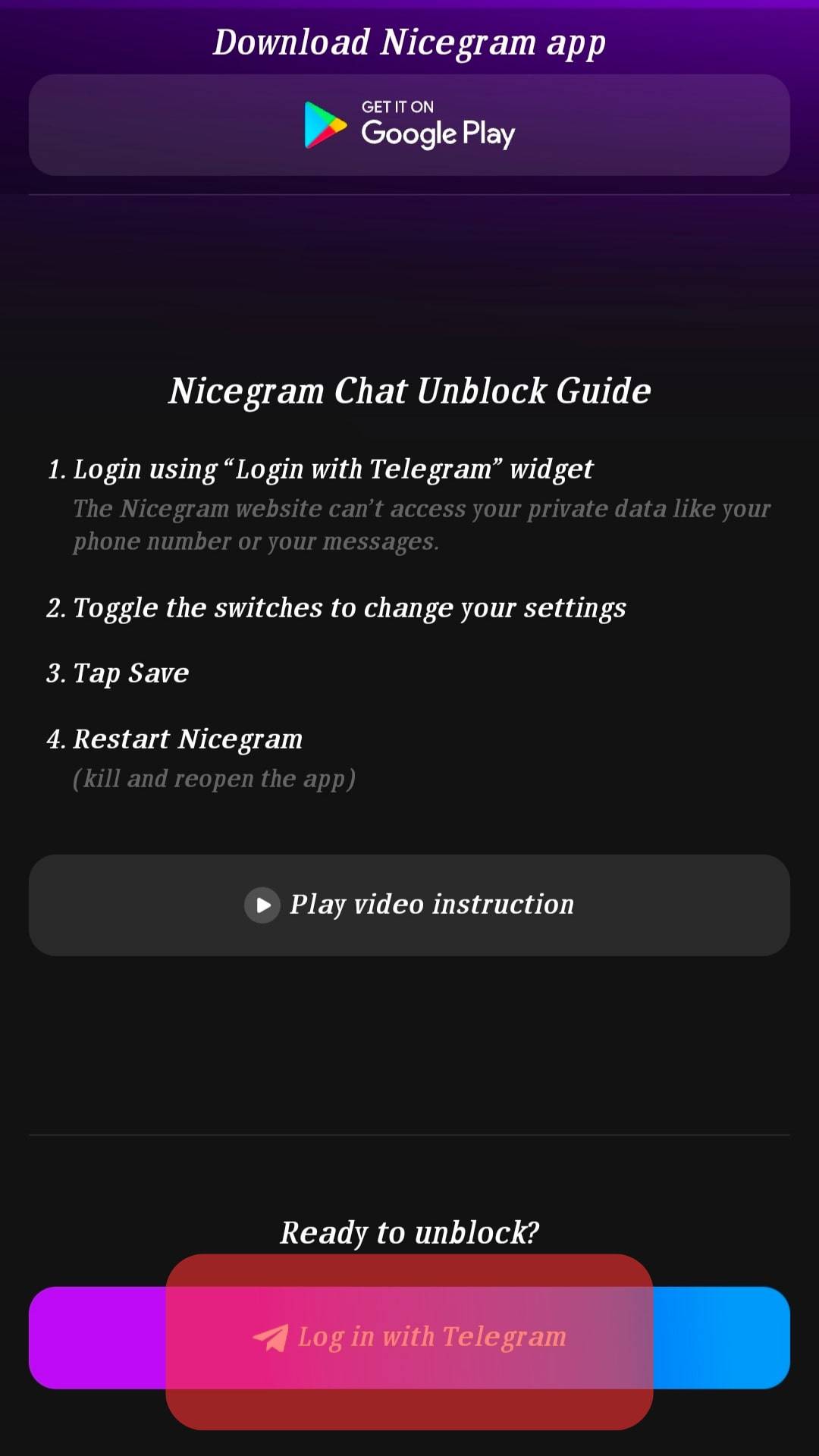 Tap On The Login With Telegram Button.