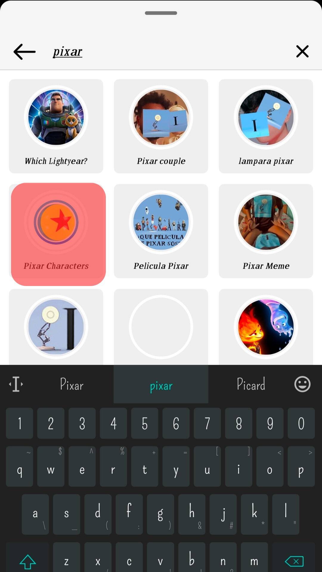 Tap On The Pixar Filter You Like.