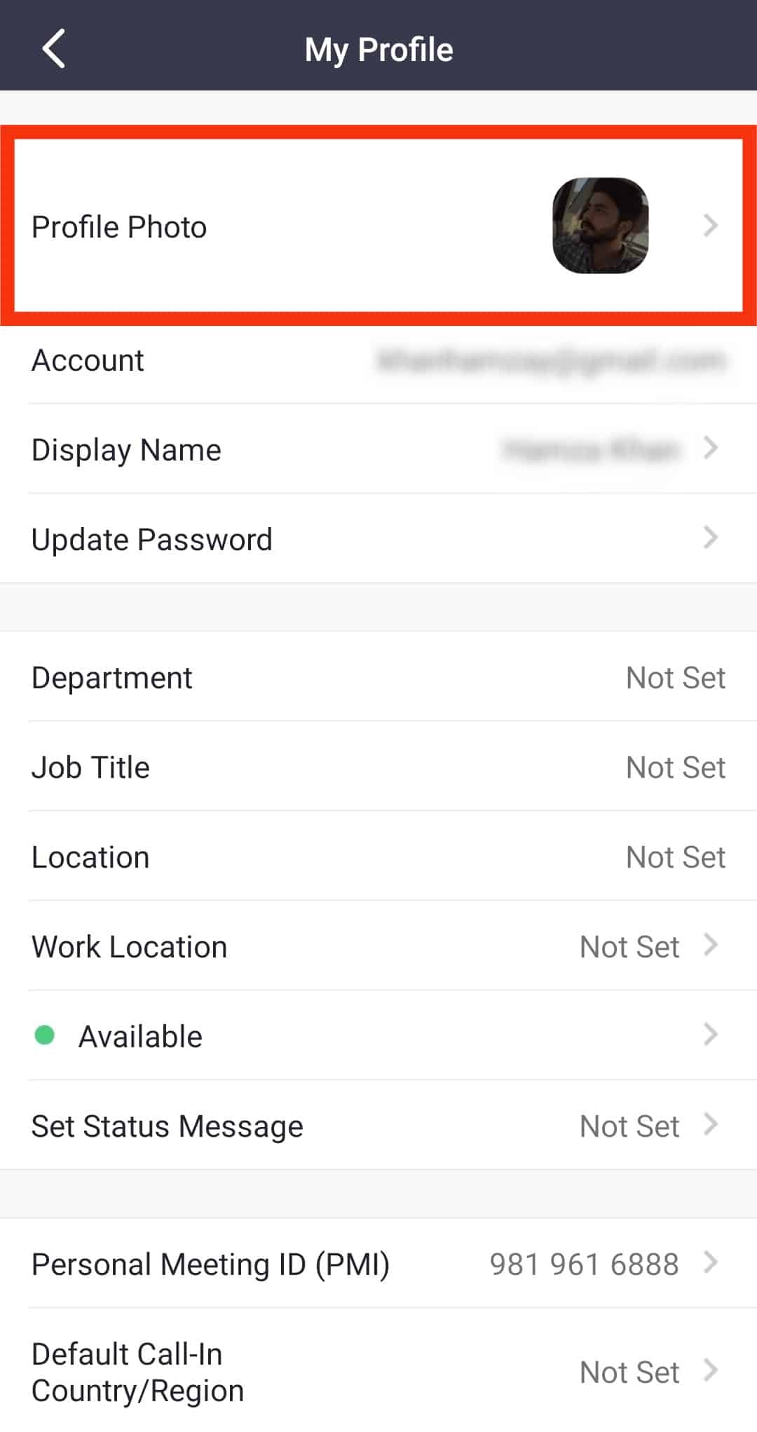 Tap On The Profile Photo Option