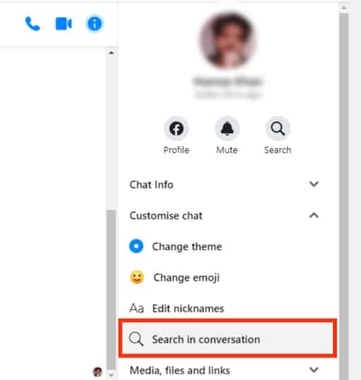 Tap On The Search In Conversation Button