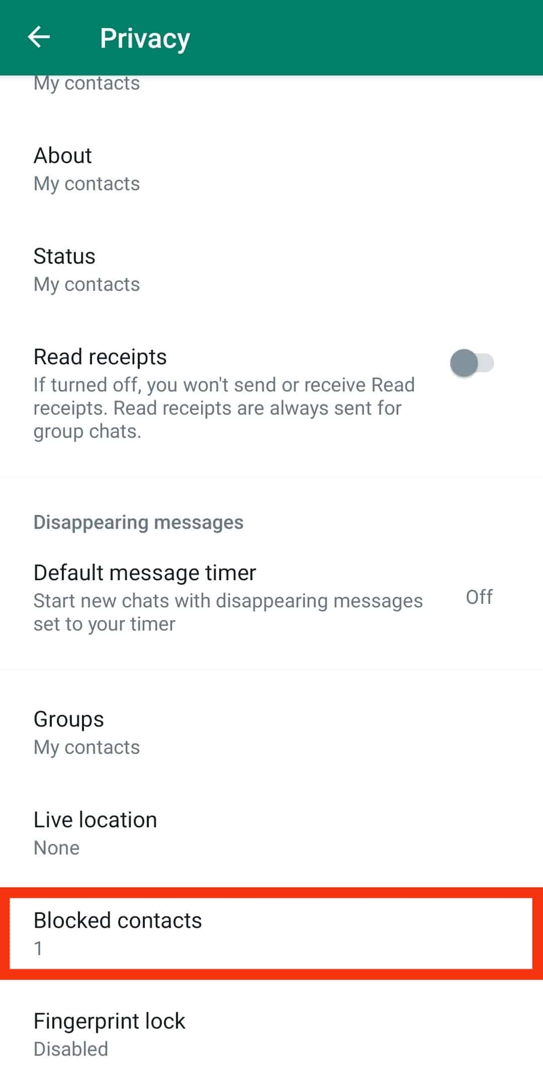 Tap On The Option For Blocked Contacts