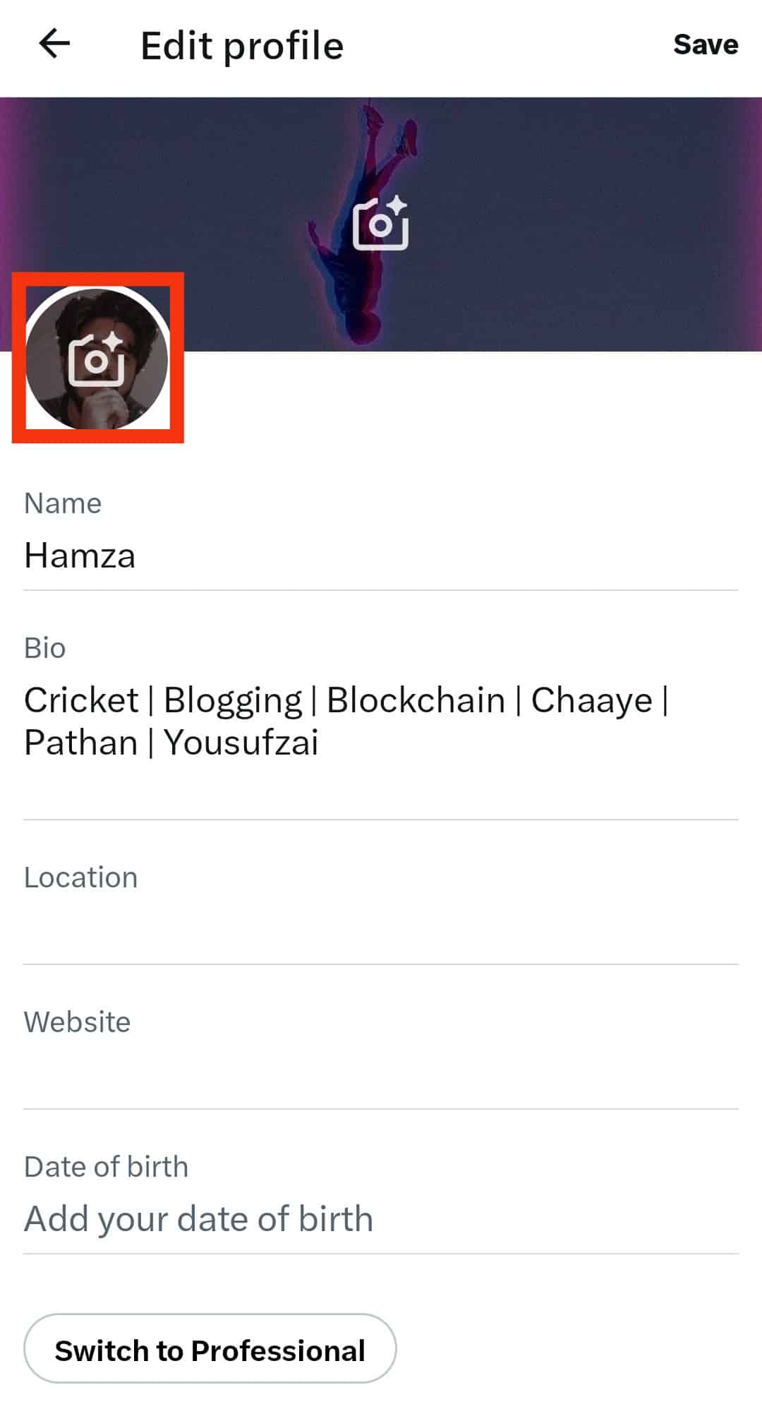 Tap On The Profile Picture With A Camera Icon