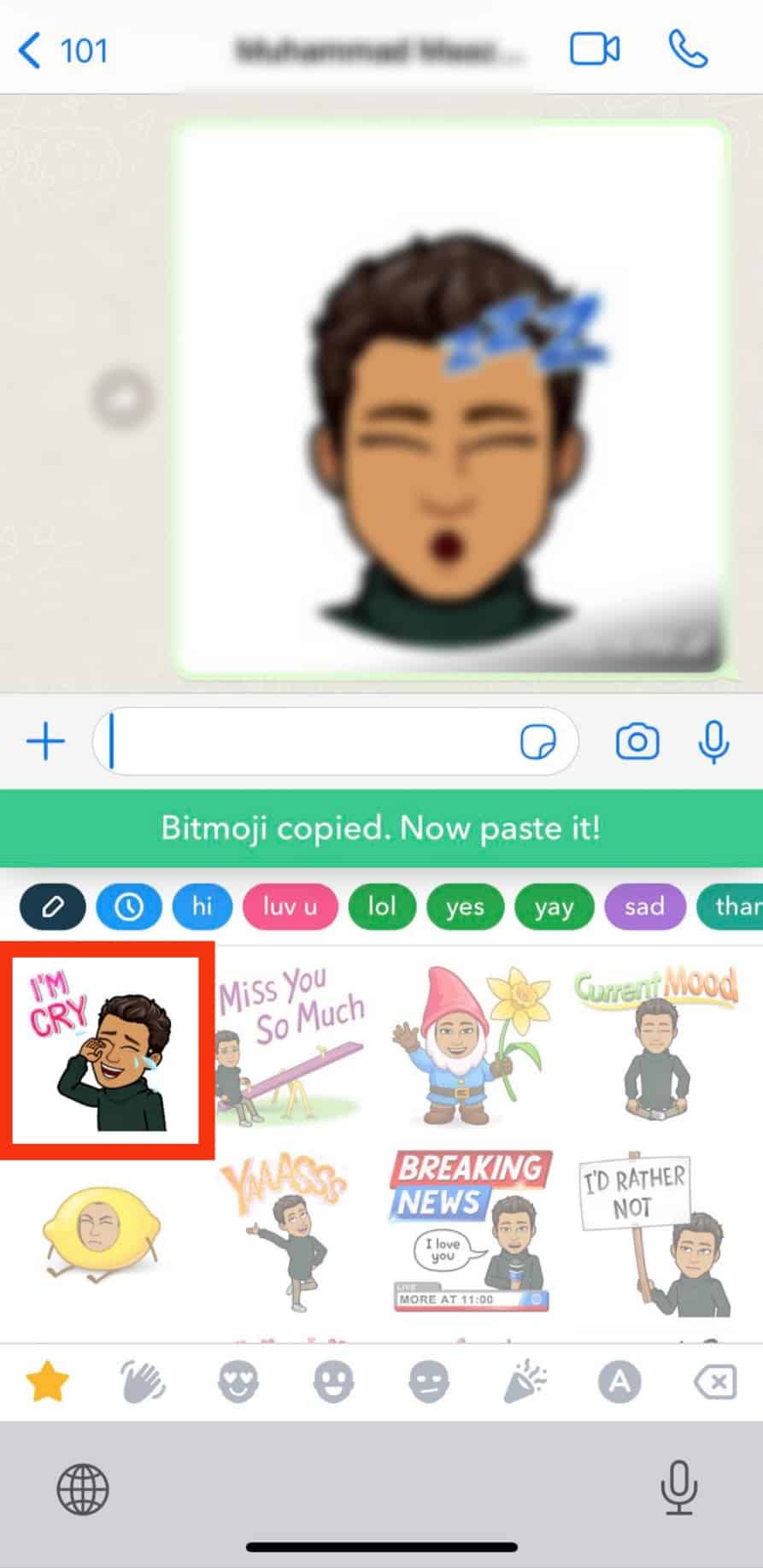 Tap On Your Preferred Bitmoji