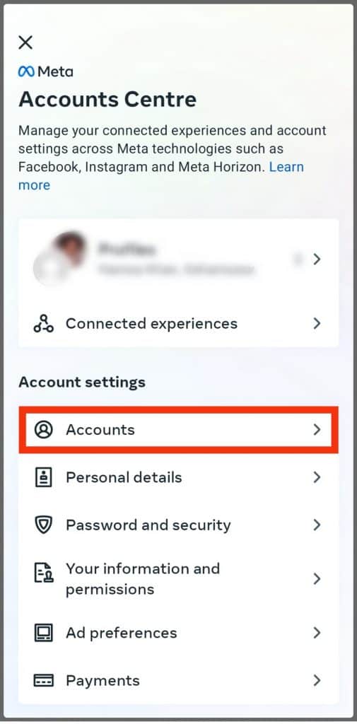 Tap The Accounts Option