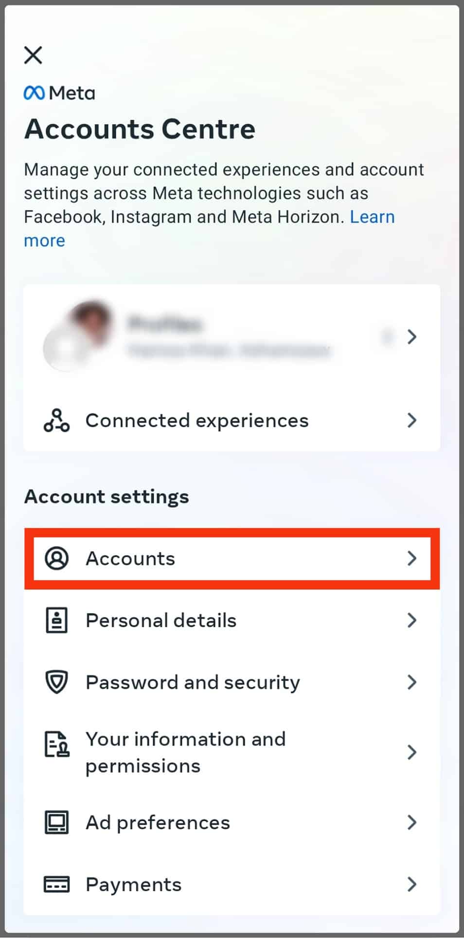 Tap The Accounts Option