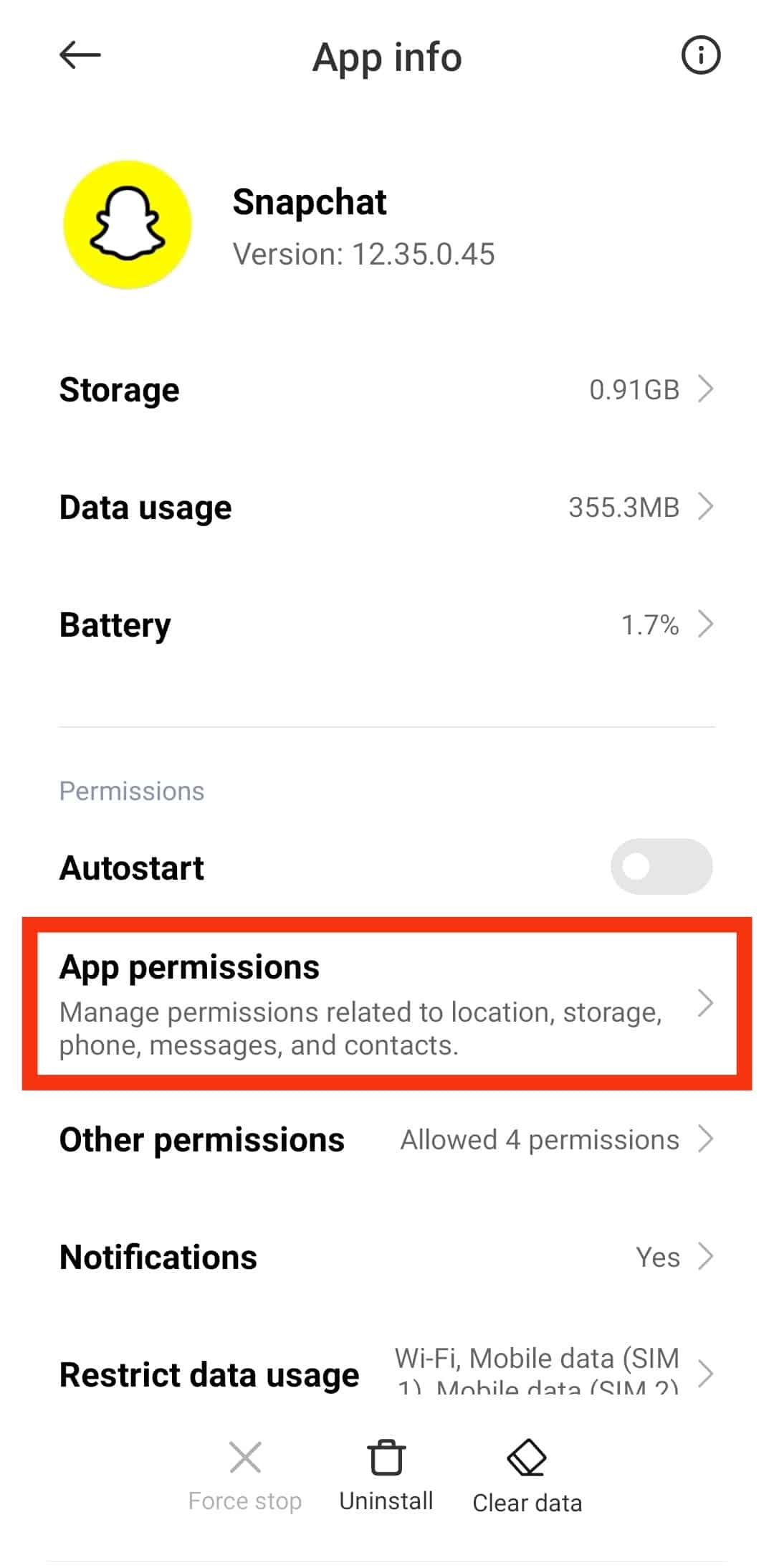 Tap On App Permissions