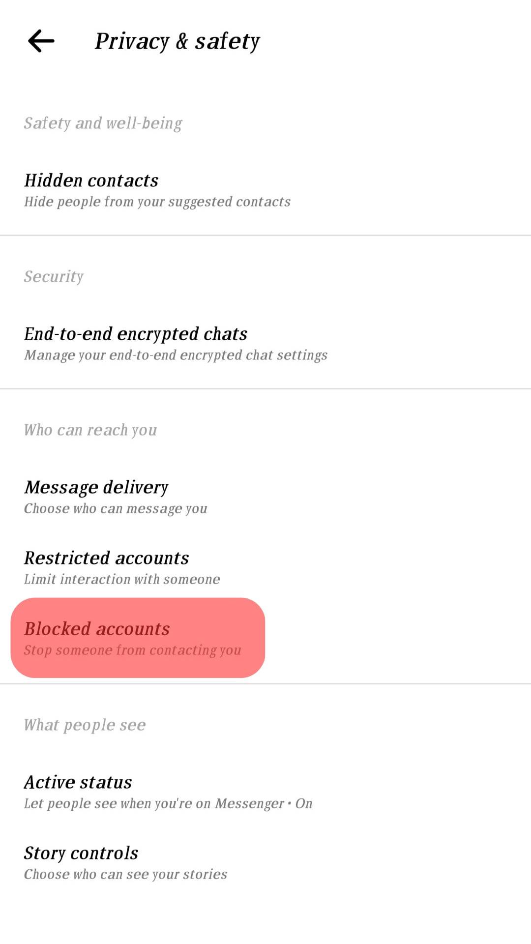 Tap The Blocked Accounts Option.