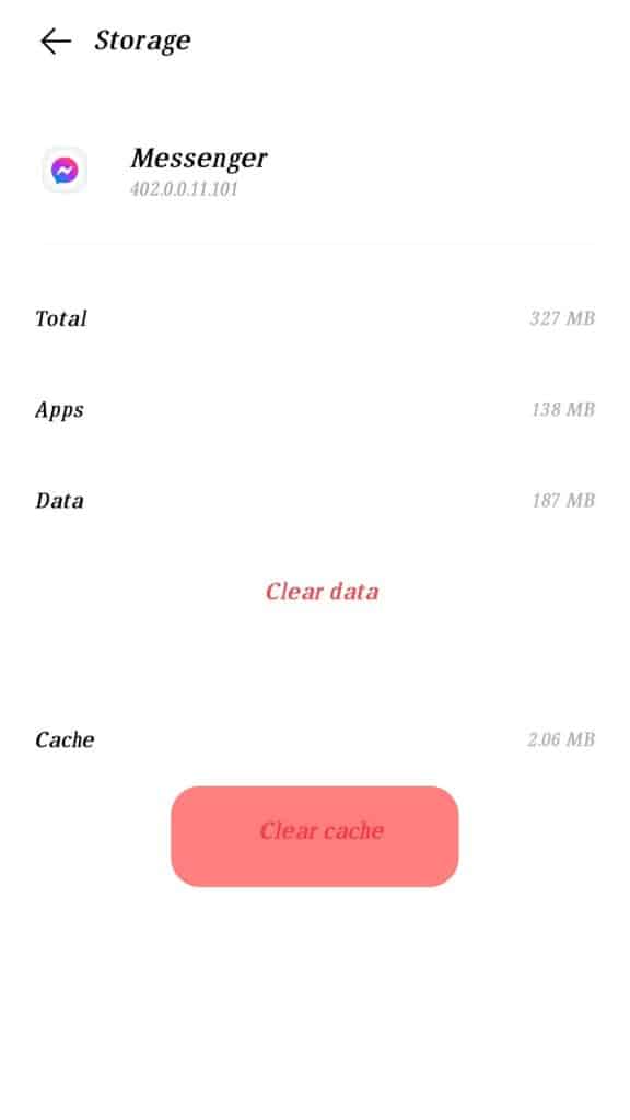Tap The Clear Cache Button Messenger App