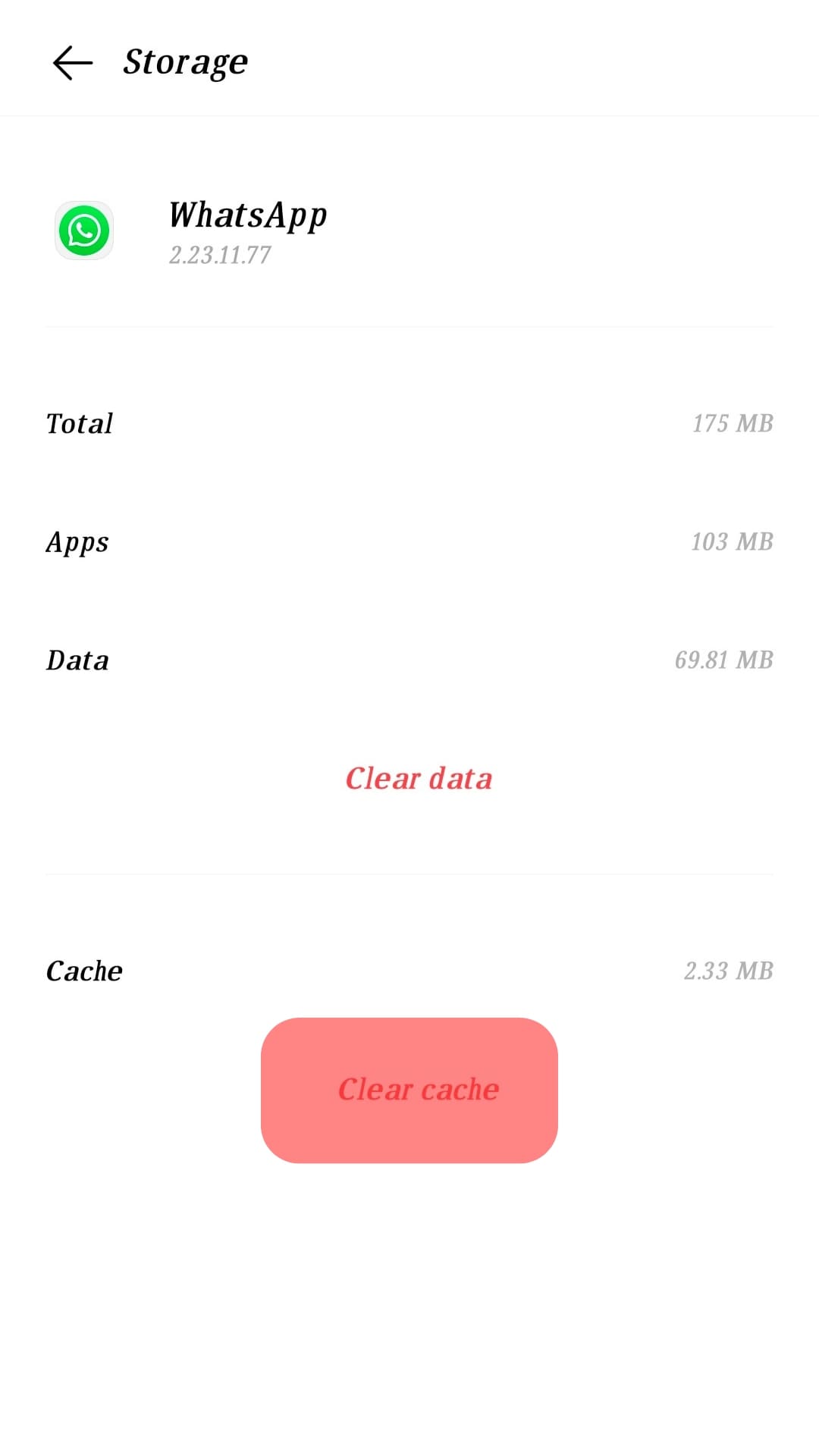 Tap The Clear Cache Whatsapp