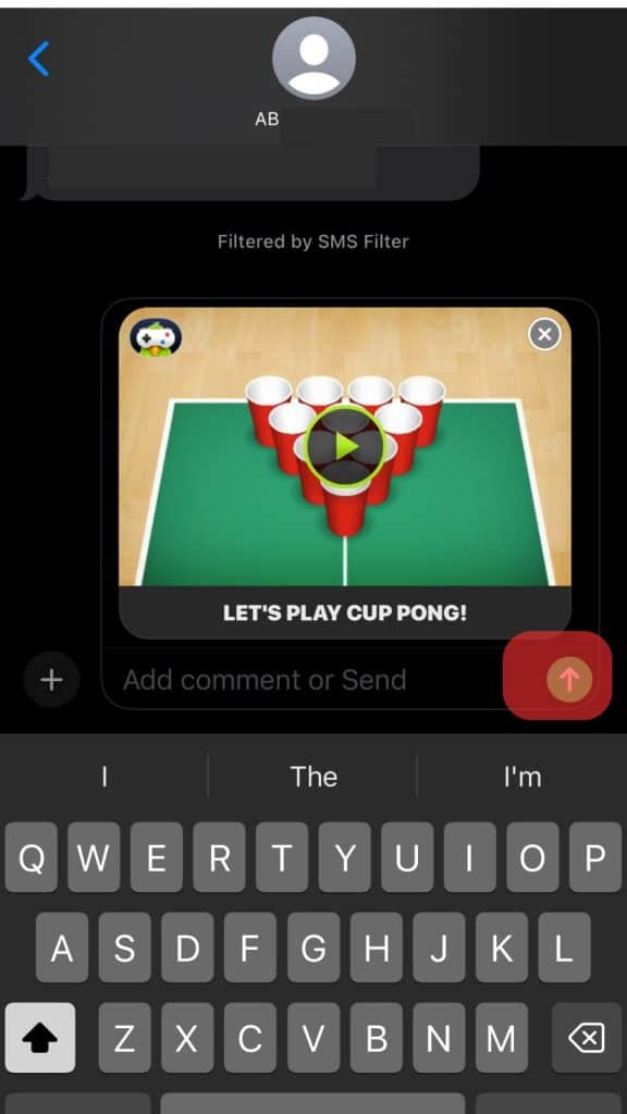 Tap The Cup Pong Game Message