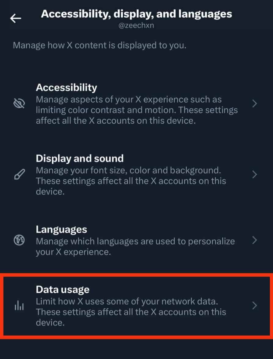 Tap The Data Usage Option