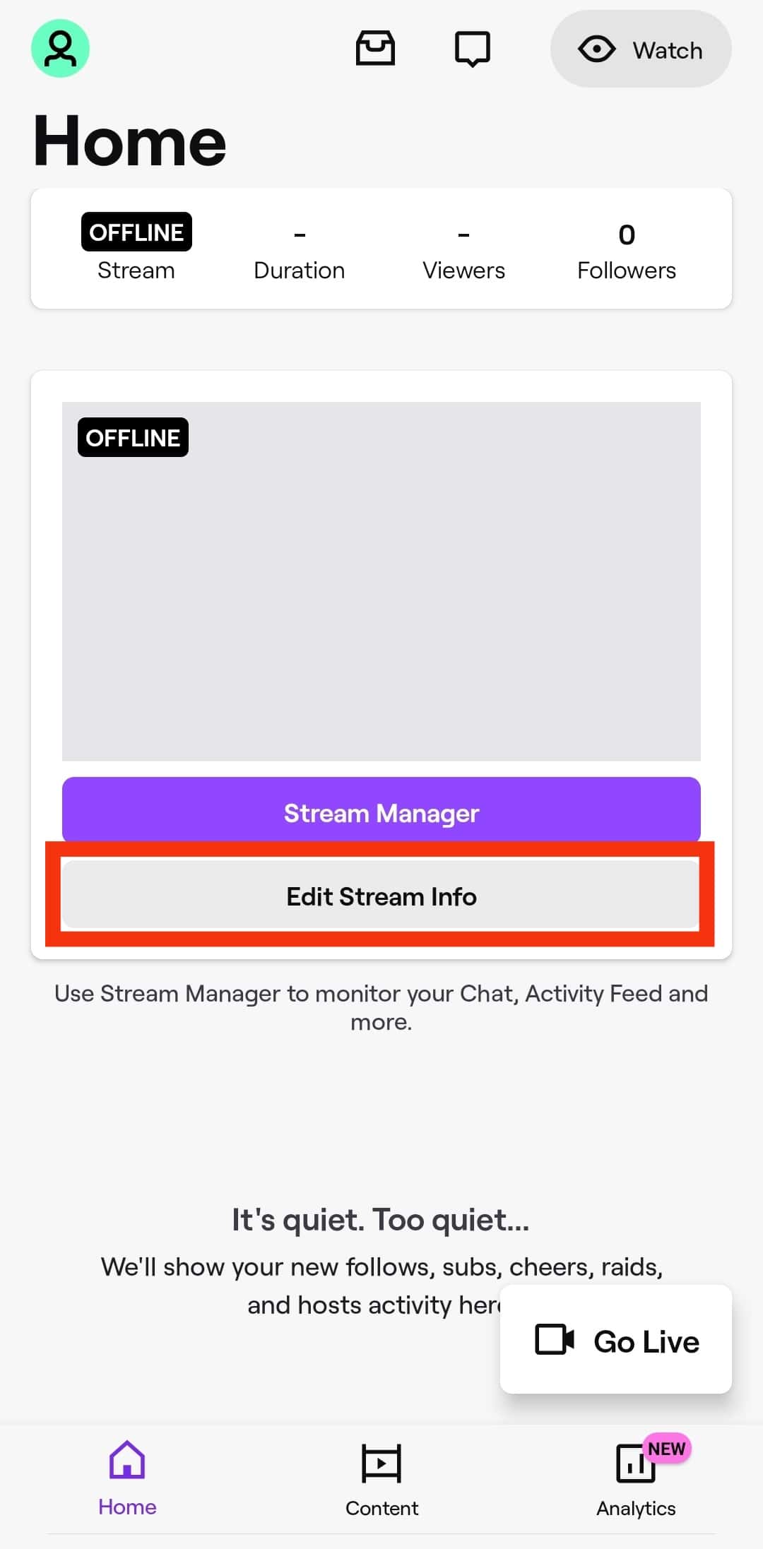 Tap The Edit Stream Info Button