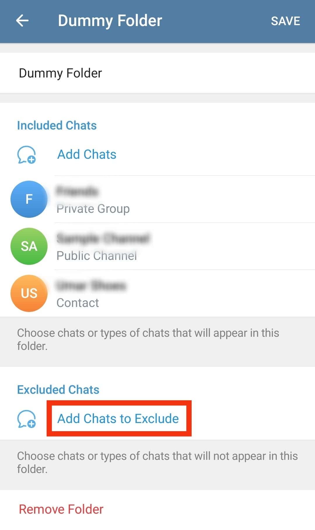 Tap The Excluded Chats Option