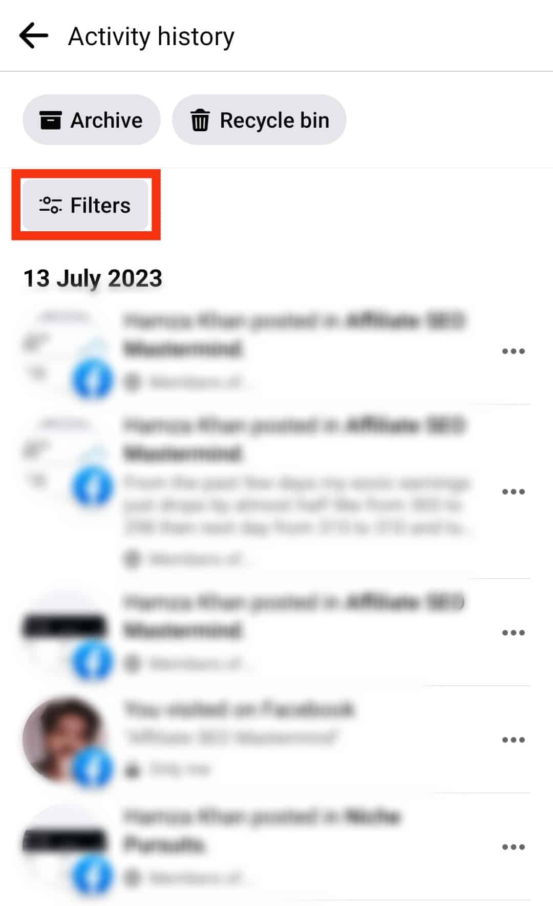 Tap The Filters Option