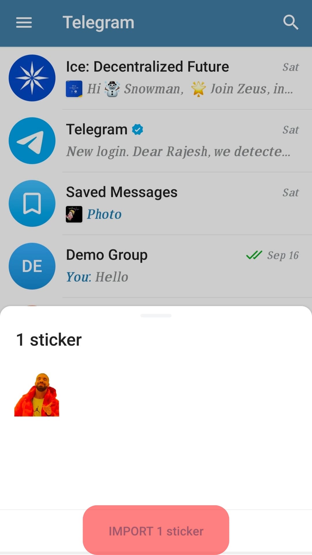 Tap The Import Sticker Option