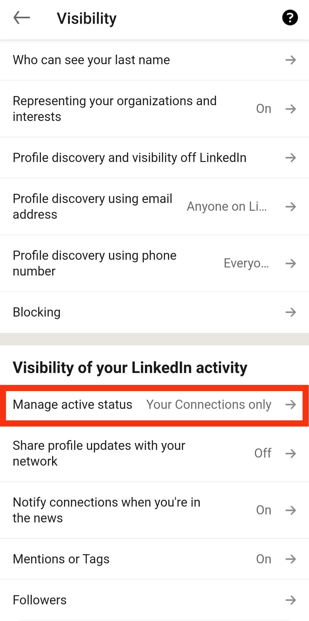 Tap The Manage Active Status Button