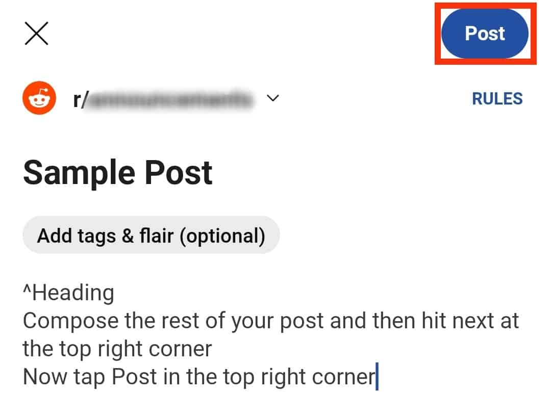 Tap The Post Button In The Top Right