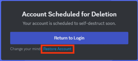 Tap The “Restore Account” Button