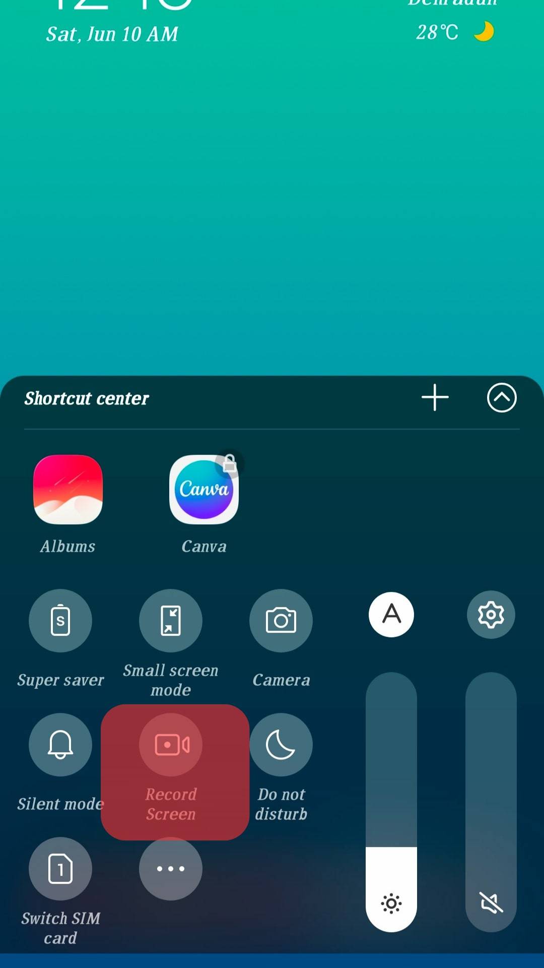 Tap The Screen Record Option