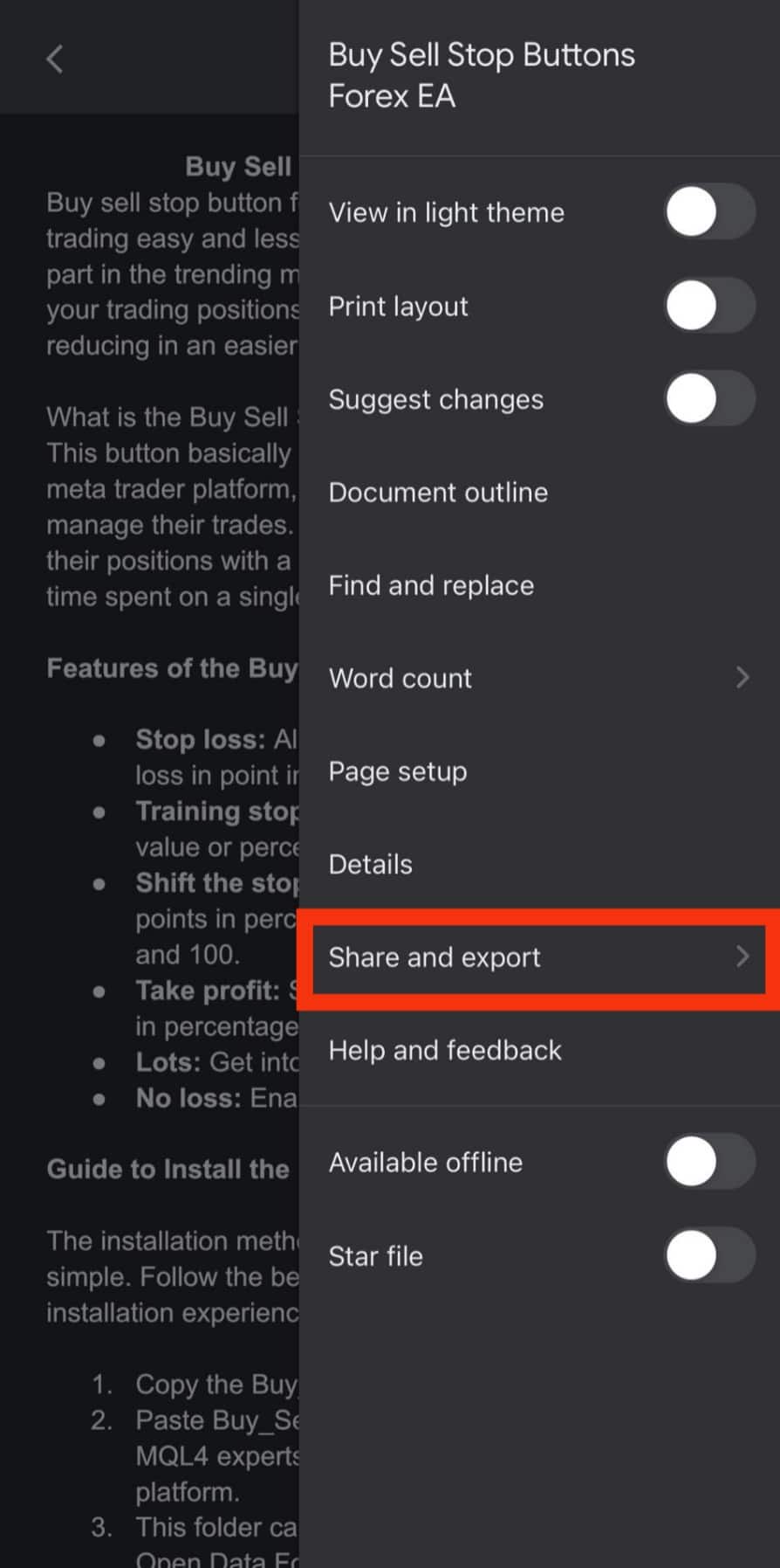 Tap The Share And Export Option.