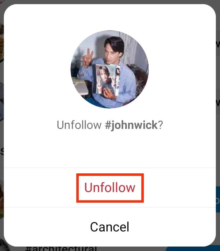 Tap The Unfollow Option