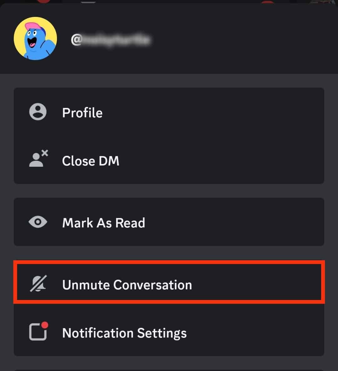 Tap The Unmute Conversation Option