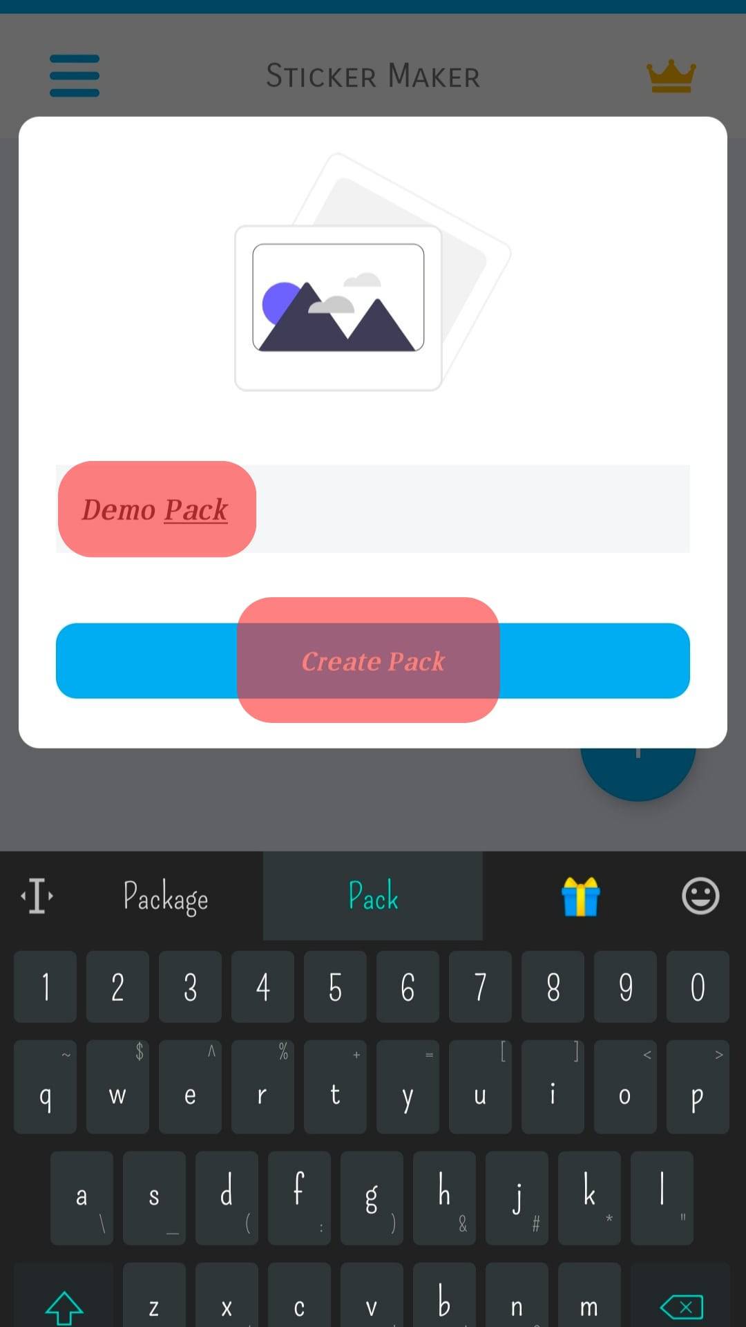 Tap The Option For Create Pack.