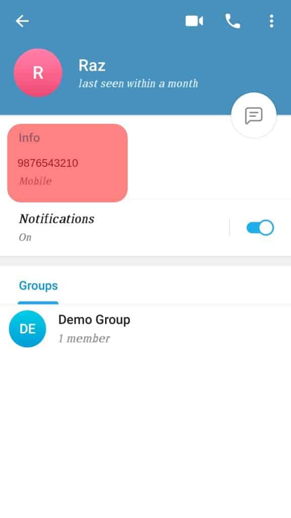Telegram Info Section For Phone Number