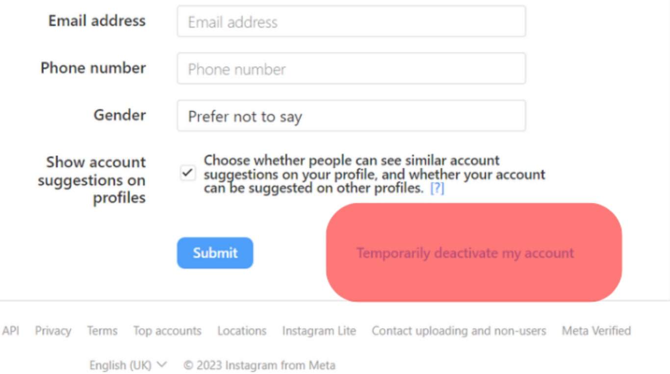 Temporary Disable Instagram Account
